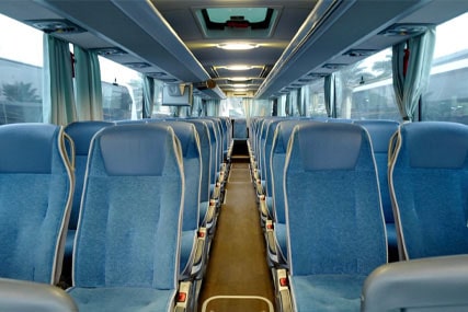 Sentro Bus - Interior view of modern Mercedes coaches with seating