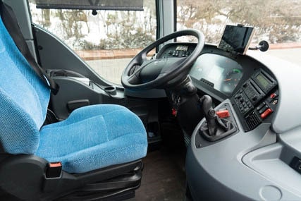 entro Bus - Interior view of modern Mercedes coaches with Driver Seat